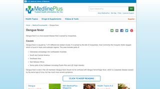 Dengue fever: MedlinePlus Medical Encyclopedia