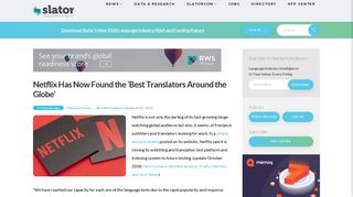 Netflix Has Now Found the 'Best Translators Around the Globe' | Slator