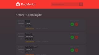 herozero.com passwords - BugMeNot