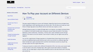 How To Play your Account on Different Devices – Heroes of Dragon Age