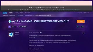 4/19 - In-game login button greyed out - Heroes of the Storm ...