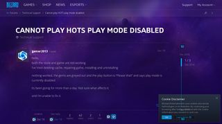 Cannot play HOTS play mode disabled - Technical Support - Heroes ...