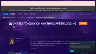 Unable to click on anything after logging in. - Heroes of the ...
