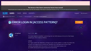 Error login in [access pattern]? - Heroes of the Storm Forums ...