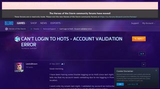 Can't login to HotS - Account validation error - Heroes of the ...
