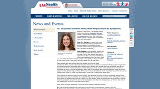 Dr. Jacqueline Gerhart: Many With Herpes Show No Symptoms | UW ...