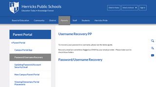Parent Portal / Password/Username Recovery - Herricks Public Schools
