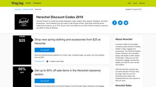 Herschel Promo Codes & Discount Codes 2019 - WagJag