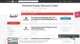 Herschel Supply Coupons & Promo Codes: 15% Off - CouponCabin