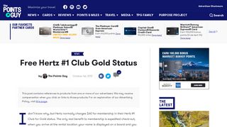 Free Hertz #1 Club Gold Status – The Points Guy