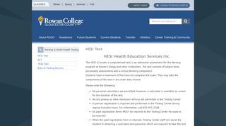 Rowan College | Nursing & Allied Health Testing HESI Test