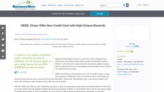 HESS, Chase Offer New Credit Card with High Octane Rewards ...