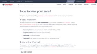 How to view your email - Hetzner Help Centre