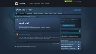 can't log in :: HEX: Shards of Fate Hex Discussions - Steam Community