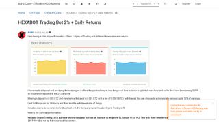 HEXABOT Trading Bot 2% + Daily Returns | The Original Burstcoin Forums