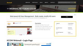Welcome to Webmail.heytoday.co.uk - KCOM Webmail - Login Page