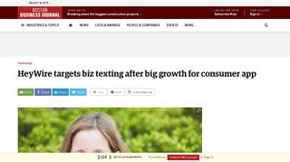 HeyWire targets biz texting after big growth for consumer app - Boston ...