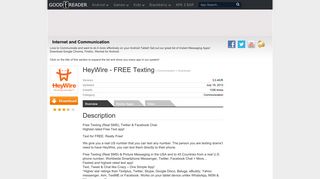 HeyWire - FREE Texting - GoodeReader app store