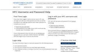 HFC Username and Password Help | Henry Ford College