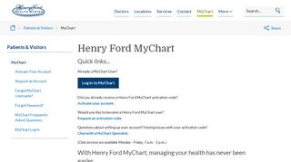MyChart | Henry Ford Health System - Detroit, MI