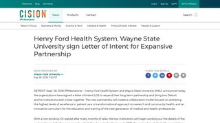 Henry Ford Health System, Wayne State University sign Letter of Intent ...