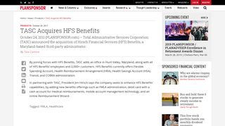 TASC Acquires HFS Benefits | PLANSPONSOR