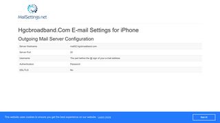 Hgcbroadband.Com POP3, IMAP and SMTP e-mail settings for your ...