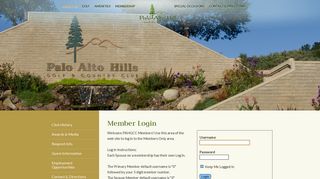 Palo Alto Hills Golf & Country Club Member Login
