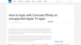 How to login with Comcast Xfinity on unsupported Apple TV apps