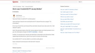 How to watch HGTV on my Roku - Quora