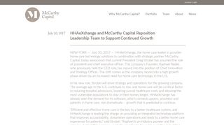 HHAeXchange and McCarthy Capital Reposition Leadership Team to ...
