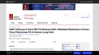 H5N1 influenza A virus PB1-F2 relieves HAX-1-mediated restriction of ...