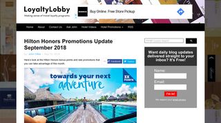 Hilton Honors Promotions Update September 2018 | LoyaltyLobby