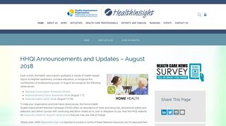 HHQI Announcements and Updates – August 2018 - HealthInsight