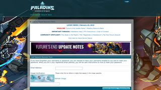 Lost Password Recovery Form - Paladins: Champions of the Realm