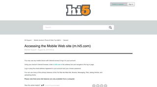 Accessing the Mobile Web site (m.hi5.com) – hi5 Support
