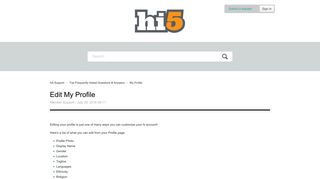 Edit My Profile – hi5 Support
