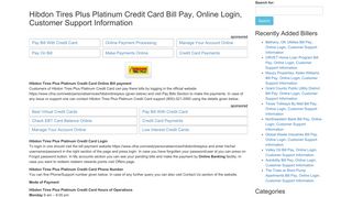 Hibdon Tires Plus Platinum Credit Card Bill Pay, Online Login ...