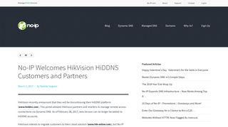 No-IP Welcomes HikVision HiDDNS clients - Managed Access