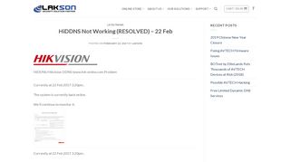 HiDDNS Not Working (RESOLVED) - 22 Feb - Lakson