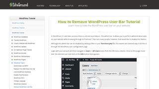 How to Remove WordPress User Bar Tutorial - SiteGround