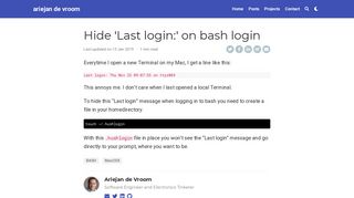 Hide 'Last login:' on bash login | ariejan de vroom