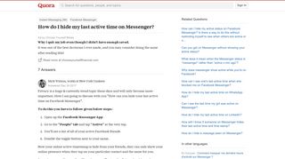 How to hide my last active time on Messenger - Quora