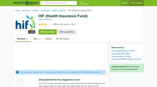 HIF (Health Insurance Fund) Reviews - ProductReview.com.au