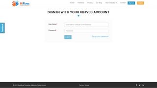 Signin - HiFives employee rewards and recognition software.