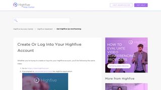 Create Or Log Into Your Highfive Account – Highfive Success Center