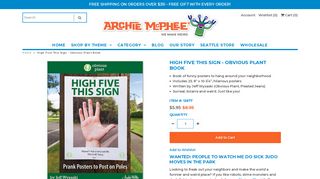 High Five This Sign - Obvious Plant Book – Archie McPhee