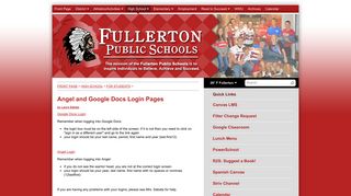 Fullerton Public Schools - Angel and Google Docs Login Pages
