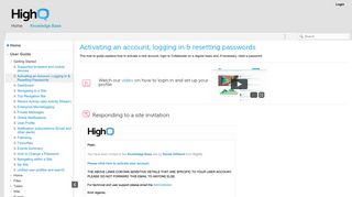 Activating an Account, Logging In & Resetting Passwords - HighQ ...