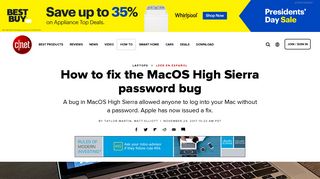 MacOS High Sierra password bug: How to fix it - CNET
